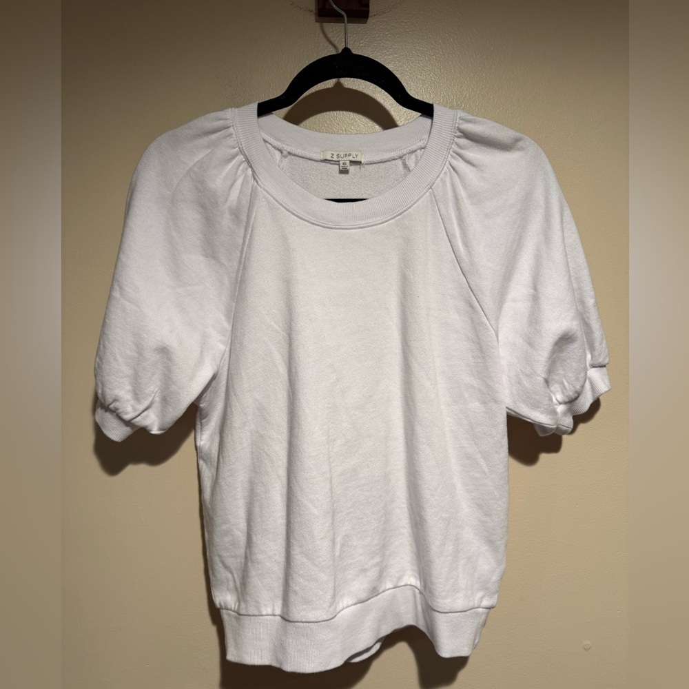 Z SUPPLY GIANNA TERRY TEE - WHITE size x-Small XS